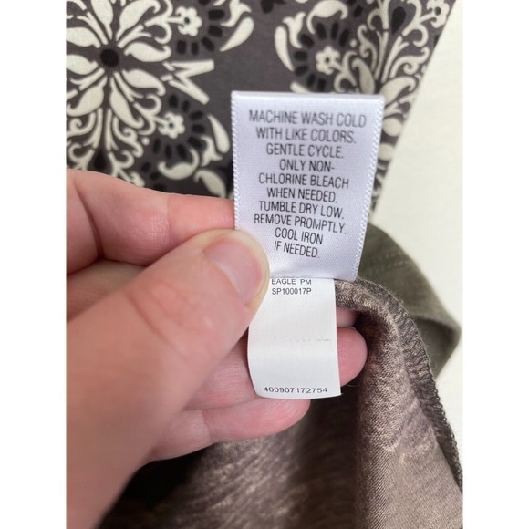 Sonoma Medium Printed Blouse Gray Short Sleeve Pleated Front Scoop Neck Cotton - Picture 11 of 11